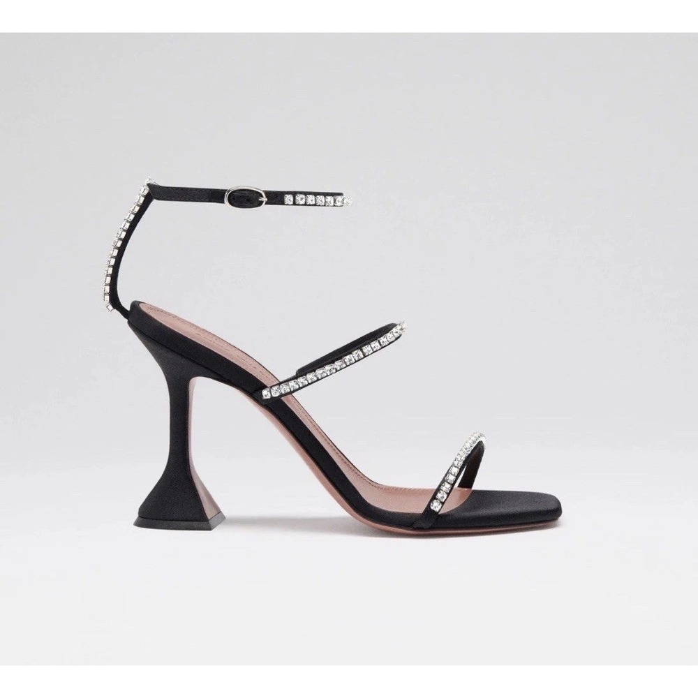 Amina Muaddi Gilda sandals Heels Size 39 Dimond Detail Straps